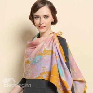Artistic Tide Of Colorful Ink Pattern Huge Wool Long Scarf