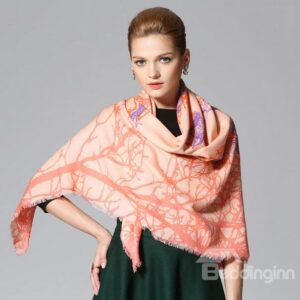 Letter YOUR And Trees Pattern Huge Wool Shawl Square Scarf