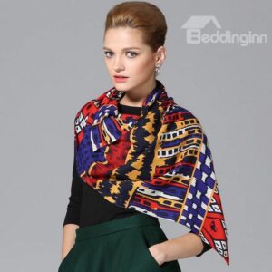 Classic Design Different Shapes Multi-color Wool Long Scarf
