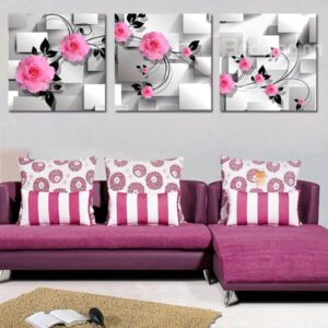 Classic Wonderful Flowers 3-Piece Crystal Film Art Wall Print