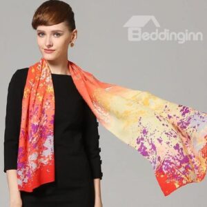 Artistic Splashes Of Ink Multi-color Wool Long Scarf