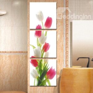 Wonderful Pretty Tulips 3-Piece Crystal Film Art Wall Print