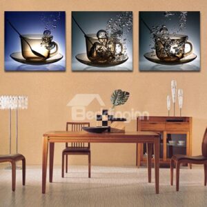 Creative Cup and Water 3-Piece Crystal Film Art Wall Print