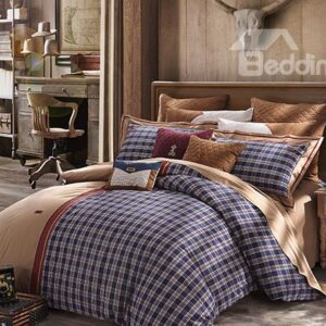 Top Class Checked Pattern 4-Piece Cotton Duvet Cover Sets