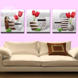 Pretty Vase and Flowers 3-Piece Crystal Film Art Wall Print