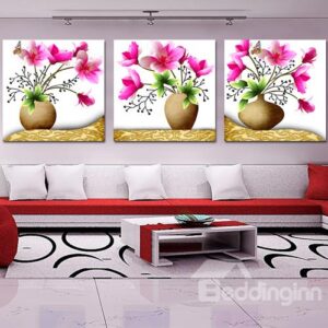 Butterfly with Flowers 3-Piece Crystal Film Art Wall Print