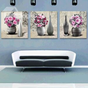 Graceful Pink Roses 3-Piece Crystal Film Art Wall Print