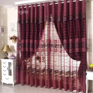 Hot Selling European Style Romantic Red Custom Sheer Curtain
