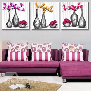 Graceful Vase with Flowers 3-Piece Crystal Film Art Wall Print
