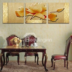 Noble Elegant Lotus 3-Piece Crystal Film Art Wall Print