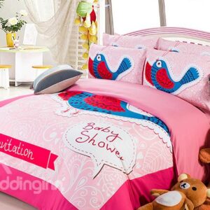 Blue Cuckoo Print 3-Piece Superfine Fiber Duvet Cover Sets