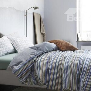 Stripe Pattern 4-Piece Cotton Duvet Cover Sets