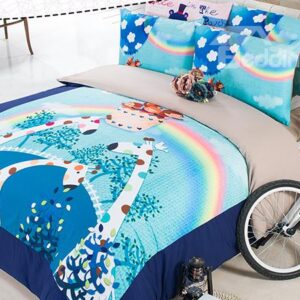 Rainbow and Giraffe Print 3-Piece Duvet Cover Sets