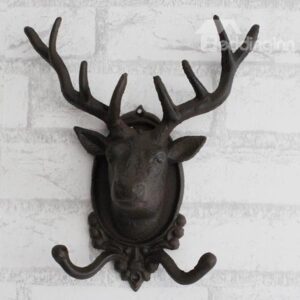 Fancy Vintage Deer's Head Shape Iron Double Hooks