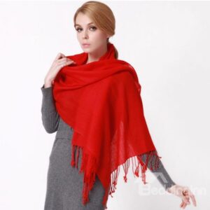 High Quality Tassel Ends 100% Lamb Wool Shawl Long Scarf