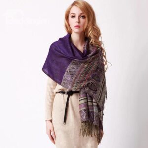 Knited Huge On The Clouds Print Pattern Wool Shawl Long Scarf