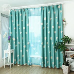 High Quality Blue Stylish Custom Double Pinch Pleat Curtain
