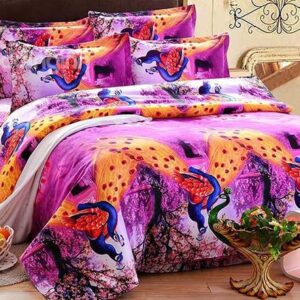 Peacock Print 4-Piece Polyester Duvet Cover Sets