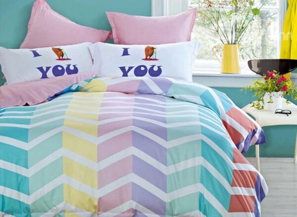 Zig Zag Pattern 4-Piece Cotton Duvet Cover Sets