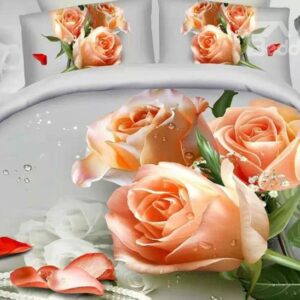 Diamond and Rose Print 4-Piece Cotton Duvet Cover Sets