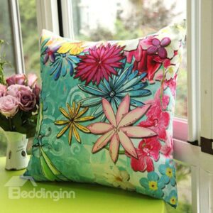 Charming Blooming Flowers Printed Countryside Style One Piece Throw Pillow