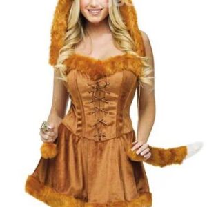 Sexy Golden Furry Neckline Edged Fox Costume