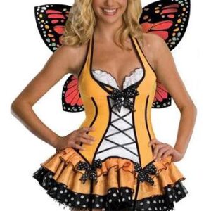 Cute Orange Mini Skirt With Butterfly Wings Costume