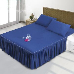Mysterious Dark Blue Polyester Fiber Bed Skirt