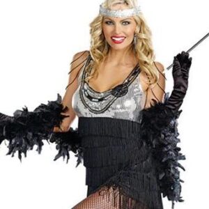 Sexy Seguin Bust Tassel Dress And Feather Shawl Costume