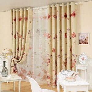 Modern Decoration High Quality Flower Print Grommet Top Curtain