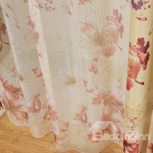 Modern Decoration Pretty Flower Print Custom Sheer Curtain
