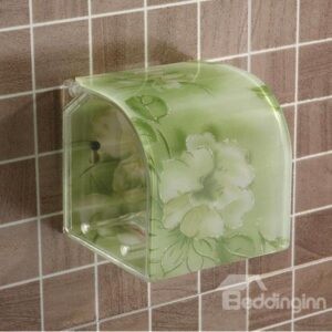 Graceful Flower Print Green Toilet Paper Holder