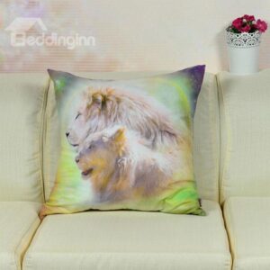 High Quality Vivid Lions Printed Throw Pillow