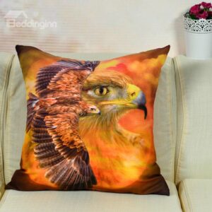 Lifelike Flying Eagle Printed Throw Pillow