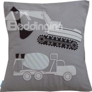 Lovely Cartoon Crane Printed Applique Embroider Throw Pillow