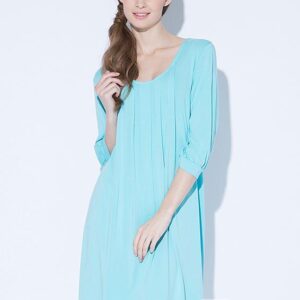 Pure Color Comfy Modal Cotton Round Neck Long Sleeves Nightgown