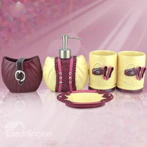 European Fashion High Heel Bag Print 5-piece Bathroom Accessories