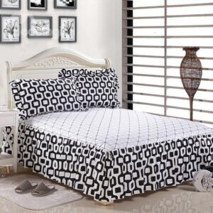 Classical Black and White Grid Printed Bed Skirt