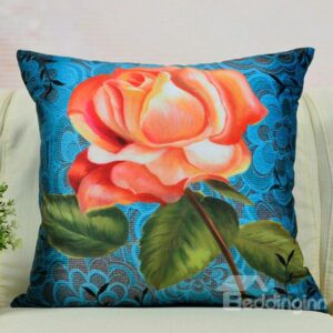 High Quality One Flower Printed Throw Pillow