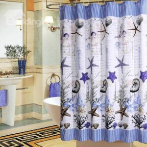 Fancy Noble Purple Starfish Dacron Shower Curtain