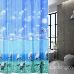 Gorgeous Dynamic Jumping Dolphin Ocean Style Shower Curtain