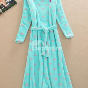 Solid Color Round Neck Loose Fit Belted Nightgown