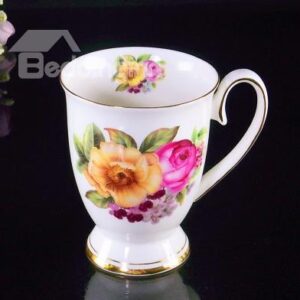 Top Classic Bone China Blossoming Flowers Creative Mug