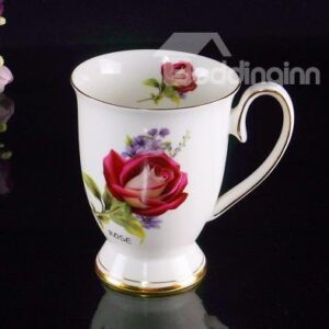 Popular Bone China Romantic Roses Creative Mug