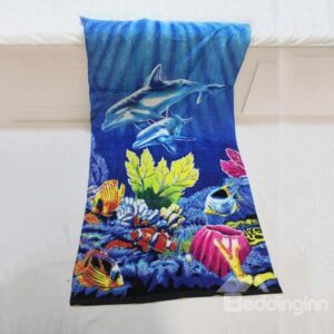 Adorable Dolphin Colorful Ocean World Cotton Bath Towel