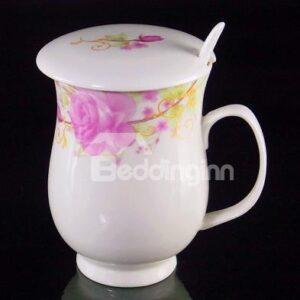 Graceful Roses with Spoon and Lid Coffee Mug
