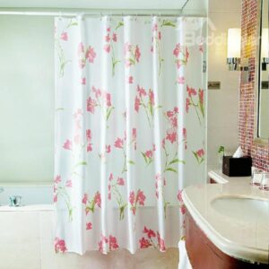 Romantic Sweet Pink Flower Polyester Shower Curtain