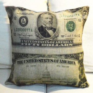 Creative American Dollar Style Linen Throw Pillow