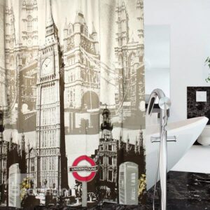 High Grade Landmark Print PEVA Shower Curtain
