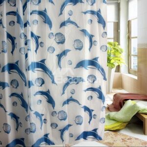 Cute Blue Dolphin Print PEVA Shower Curtain